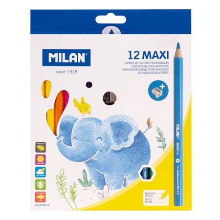 Creioane groase MILAN Maxi, 12 culori/set